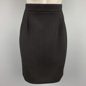 CHANEL Size 10 Black Crepe Wool Pencil Skirt
